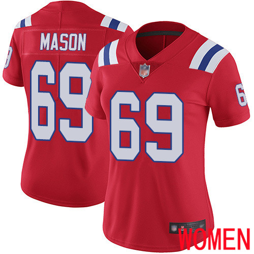 New England Patriots Football 69 Vapor Untouchable Limited Red Women Shaq Mason Alternate NFL Jersey